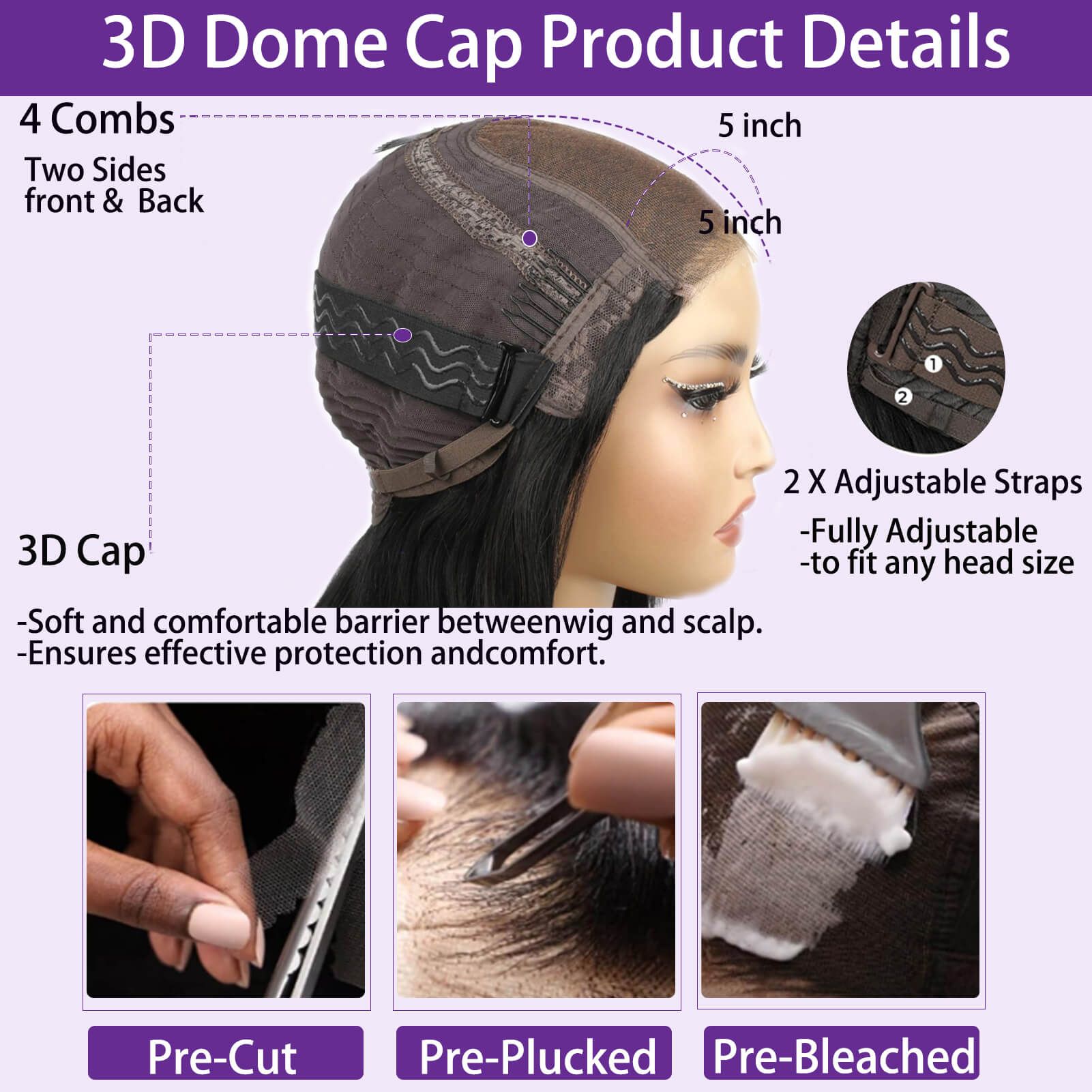 Glueless Staight Short Bob Wig 5x5 Pre Plucked Hairline Pre-Cut  Lace Wig 180% Density HD Transparent Lace Closure Wigs Human Hair for Black Women Short Straight Bob Wigs No Glue Lace Closure Wigs Beginner Friendly Gift for Girlfriend/Wife/FamilySpringtok