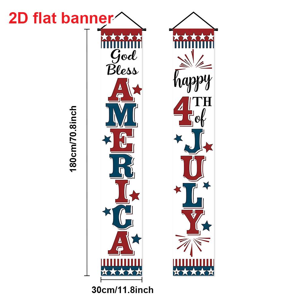 Independence Day Banner Set, Polyester Party Decoration Flags, Outdoor Banners, 180cm X 30cm, July 4th Porch Hanging Decorations, Home Celebration, Wall Decor Banner