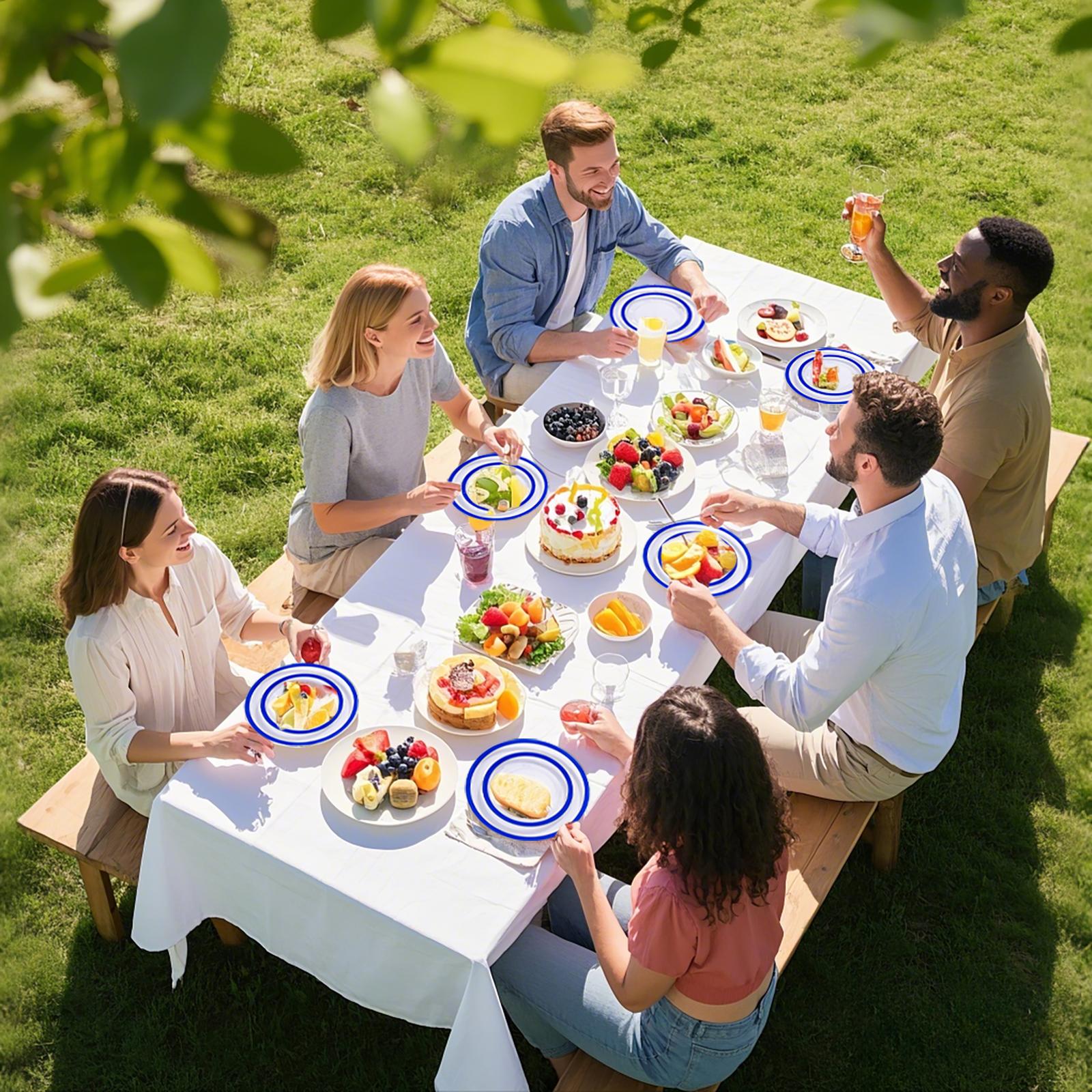 Gold/Silver/Green/Red/Black/Blue/RoseDisposable Plates and Silverware Set: Dinner Plates,Dessert Plates, Cups,Napkins,Knife, forks, spoons-Perfect for Party