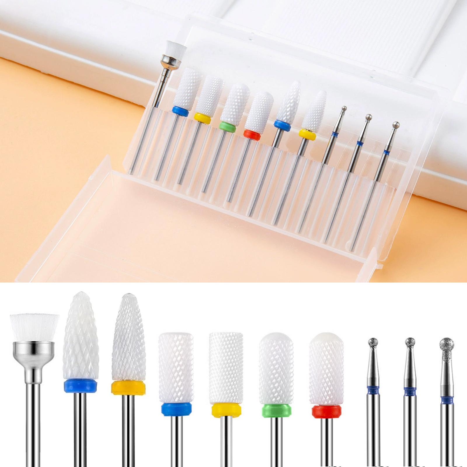 10pcs Tungsten Carbide Nail Drill Bits Set, Professional Nail File Bits for Nail Drill Machine, Cuticle Remover & Nail Polishing Tool
