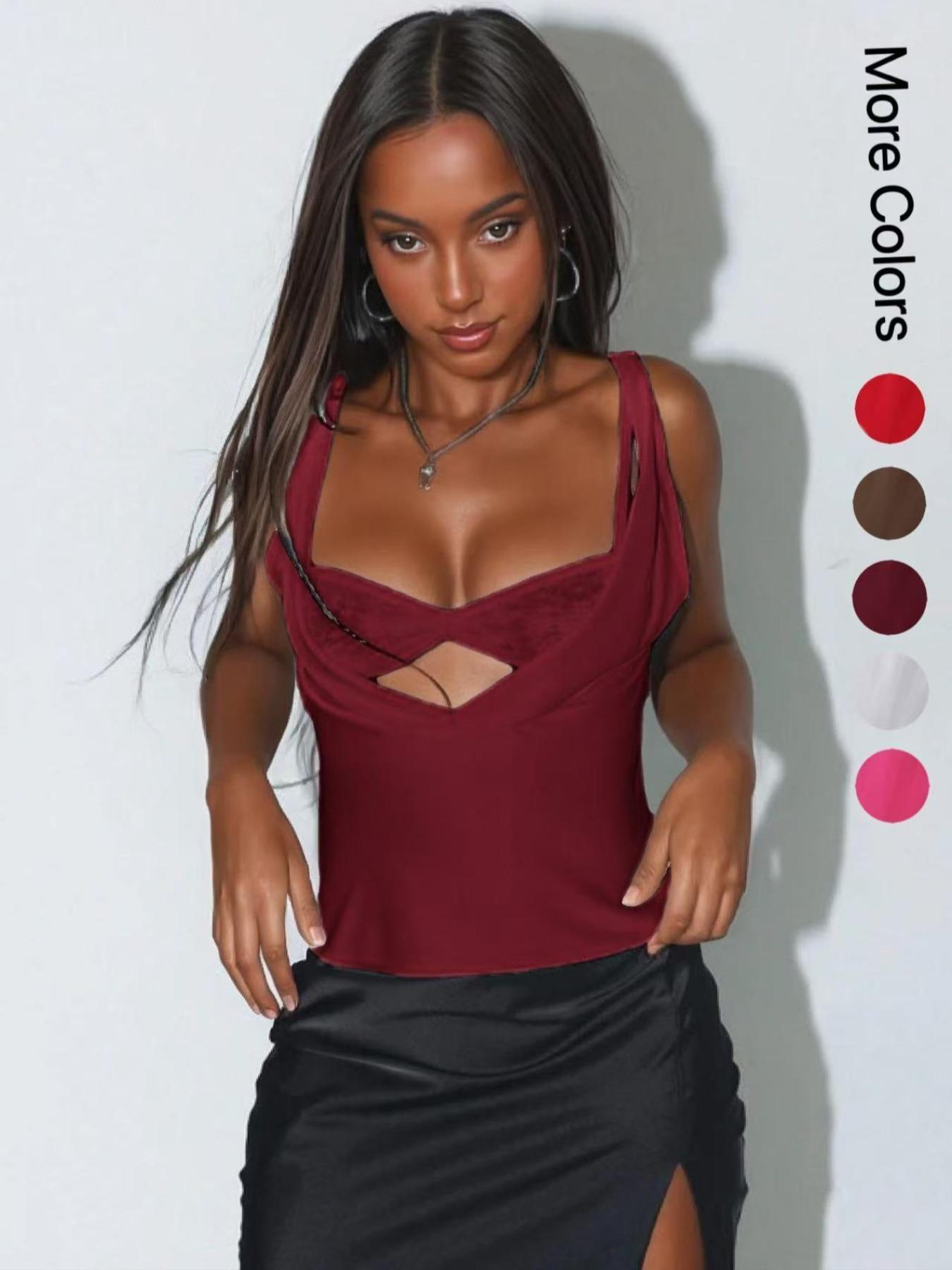 Women's Sexy Backless Lace Strap Bra and Bow Decor Cami Cropped Tank Top Set, Slim-Fit Summer Fashion Outfit, Perfect for Parties, Bustier, Womenswear, Garment, Backless Sleeveless Cami