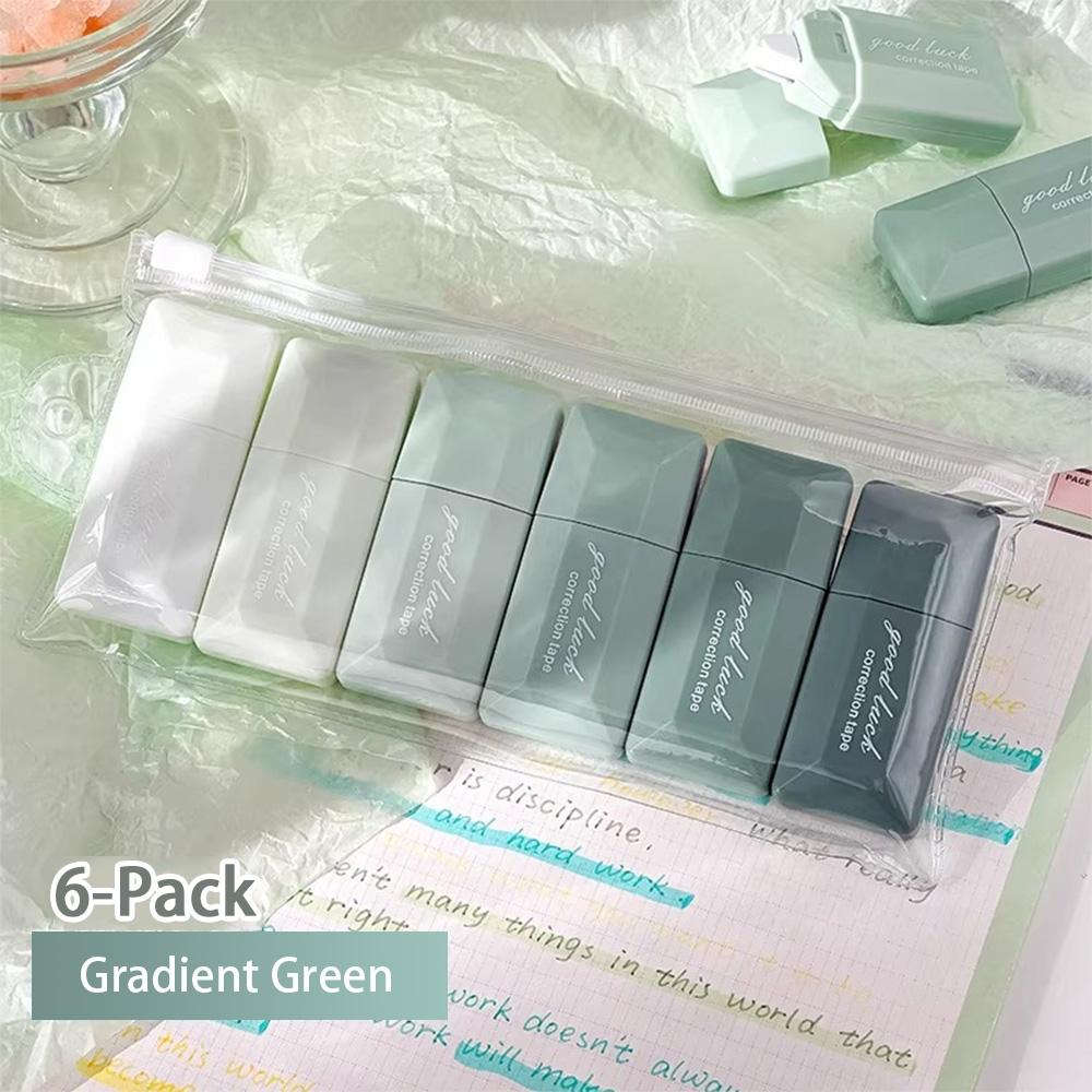 6-Pack Graduated Color Correction Tape, Smooth Multi-Color Portable Eraser Bands, Large Capacity for School & Office Use, Visual Appeal