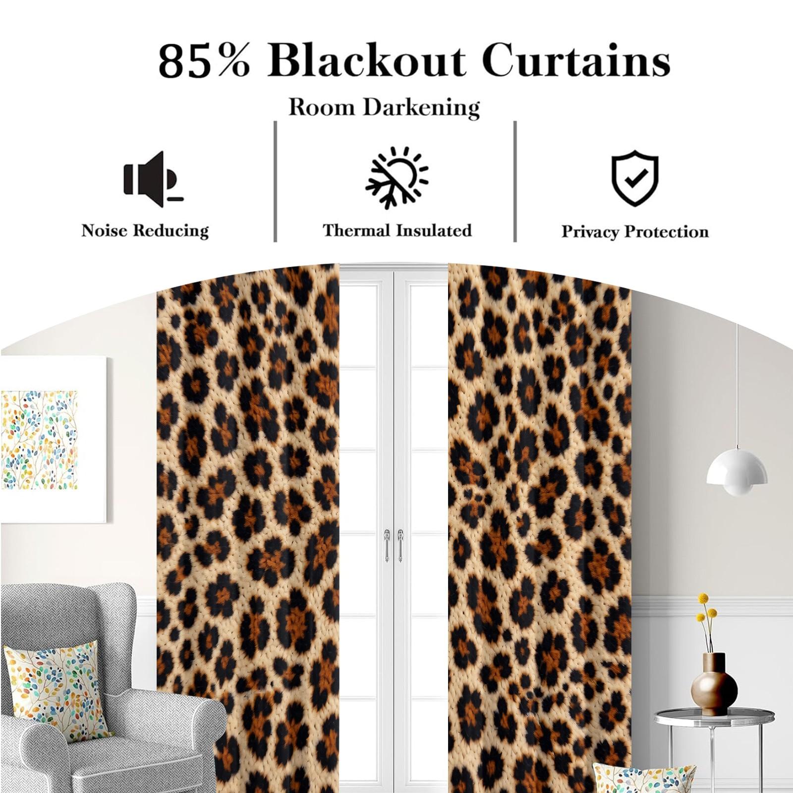 2Pcs Gradient Colorful Leopard Print Curtains, Fashion Atmosphere Design, Breathable Shading Fade Resistant, Perfect for Youth Home Bedroom