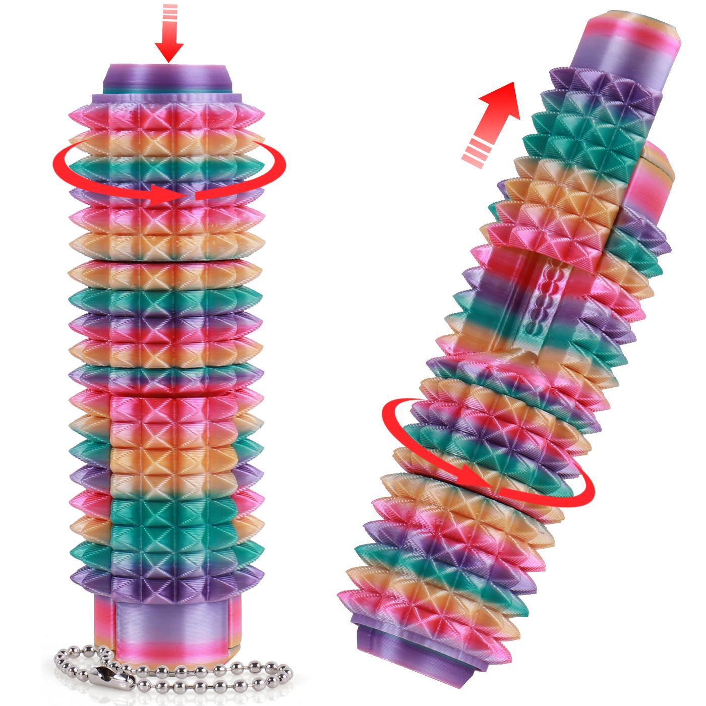 5-in-1 Spiky Sensory Fidget Toy for Adults, Pain Stimulator with Clicker, Spinner, Slider and Roller, Stress Relief, Portable Keychain, Stress Relieving Accessory, Stress Relief Gadgets