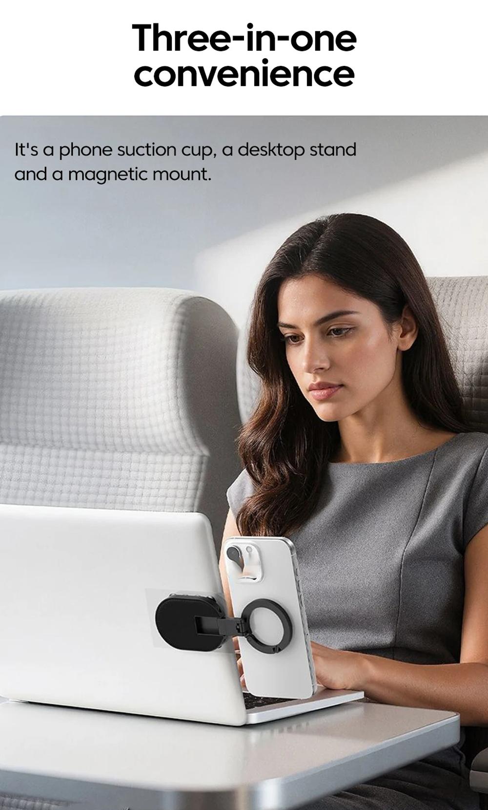 Three-in-One Magnetic Phone Stand, Multi-functional Foldable Portable Magnetic Adhesive Stand, Phone Desktop Wall Mount Stand, Finger Ring Magnetic Adhesive Stand, Foldable Rotating Three-in-One Multi-functional Phone Stand