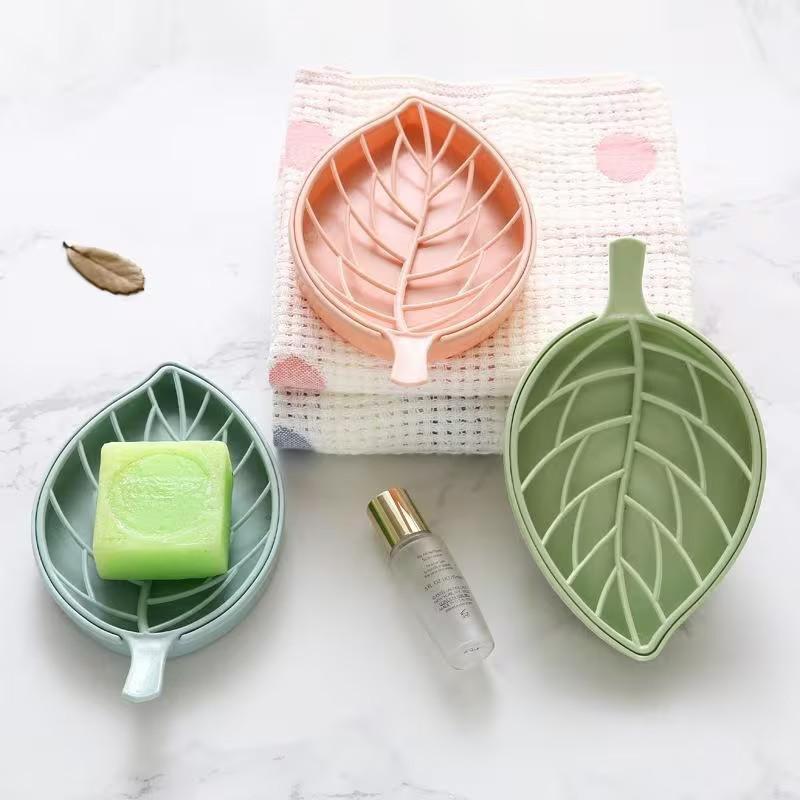 Double-Layer Leaf-Shaped Soap Dish, Soap Saver, Durable & Stylish Design, Perfect for Bathroom Use, Ideal Gift for Home Decor Enthusiasts