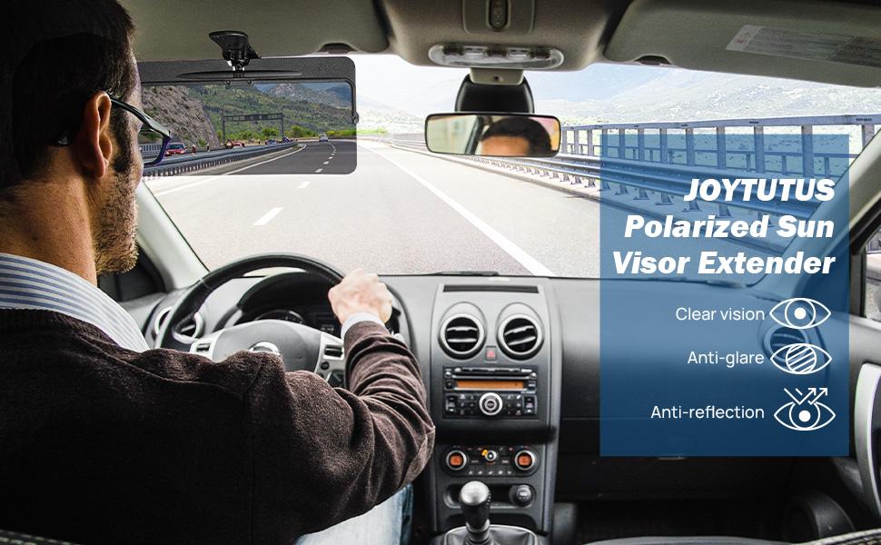 Joytutus Universal Anti-Glare Polarized Car Sun Visor Extender with UV400 Protection 12.6 x 5 Lens Size Quick 5 Sec Install Safe Driving Windshield Shade
