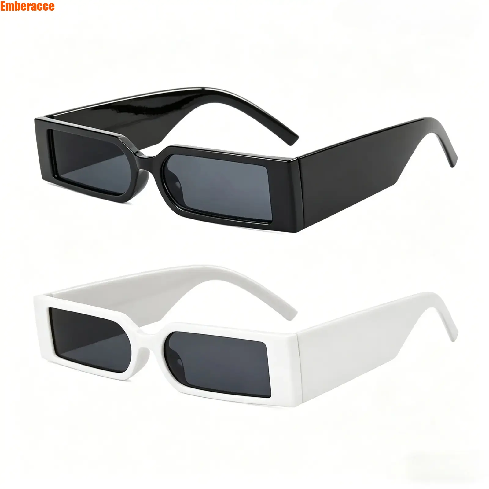 2 Pack Small Square Sunglasses for Women Men, Y2K Retro Trendy Narrow Frame Eyewear, Slim Face Mini Box Shape Shades, Vintage Streetwear Style Lightweight Glasses for Daily Casual Wear, Driving, Shopping and Outdoor Activities