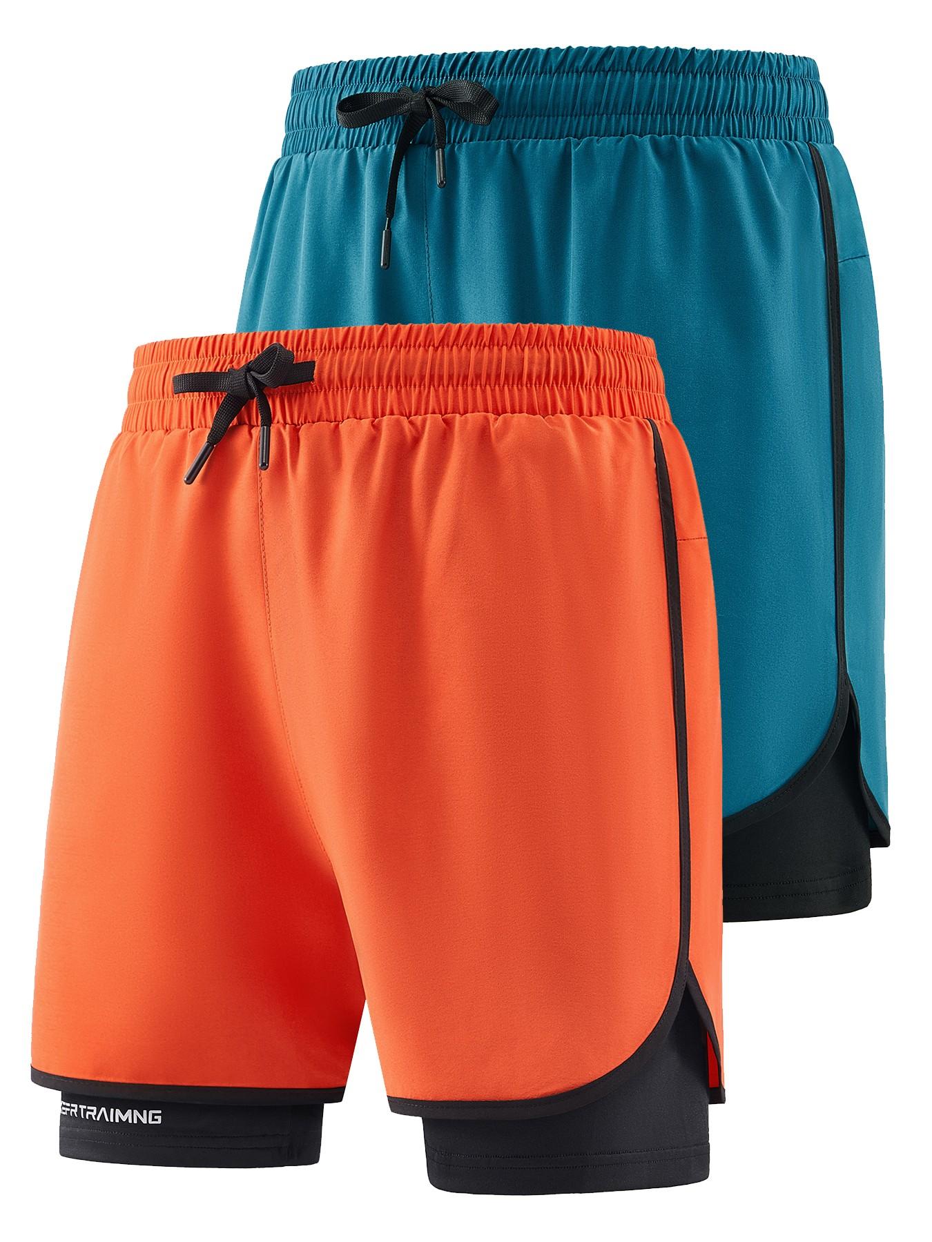 Men's Sporty Loose-Fitting Shorts, Summer New Design, Ideal for Fitness and Marathon Training, Dual-Layer Lining, Pocketed, Elastic Waist