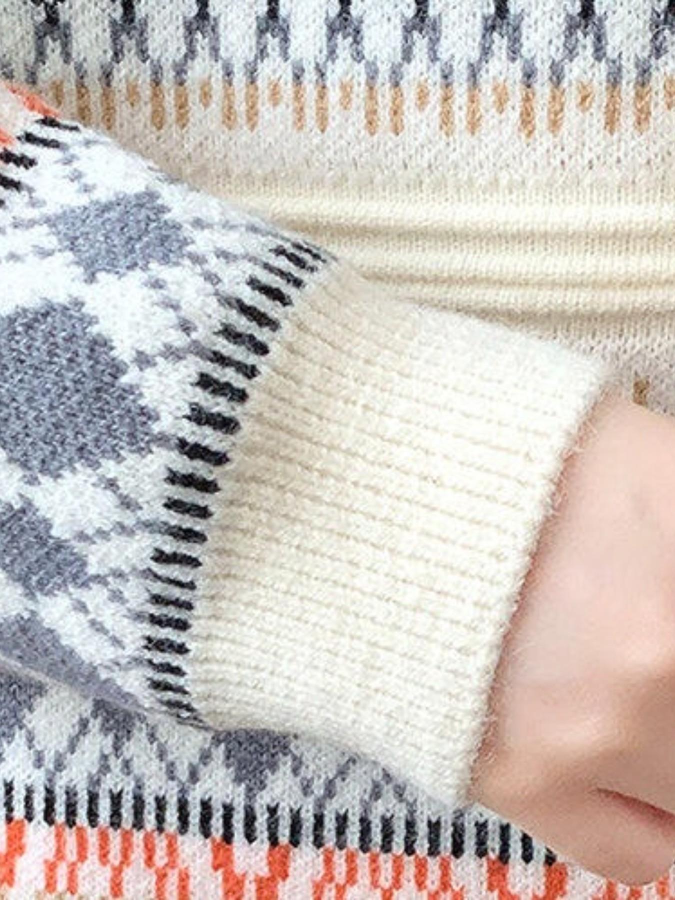 Men's Fair Isle Knit Sweater, Thick Warm Round Neck Pullover, Vintage Nordic Geometric Pattern, Fall Winter Casual Streetwear
