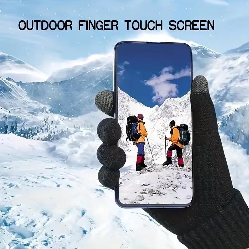 1 Pair of Touchscreen Thermal Gloves, Suitable for Winter Outdoor Skiing, Cycling and Other Scenarios, Fleece - Lined for Cold Protection and Touchscreen Compatible