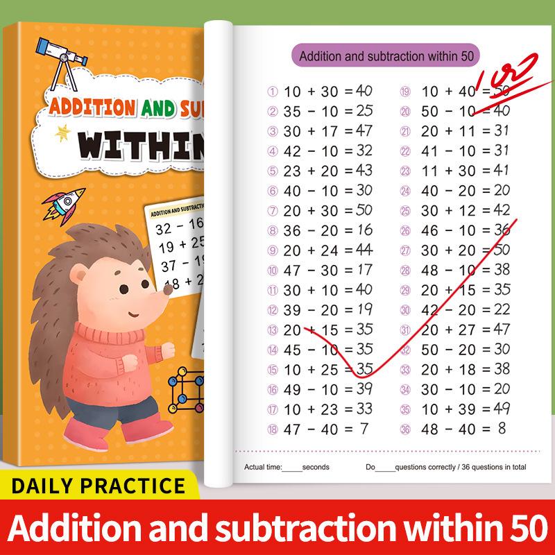 Kindergarten Math Addition Subtraction Workbook, 10-100 Number Practice Book, Early Learning Calculation Exercise Sheet