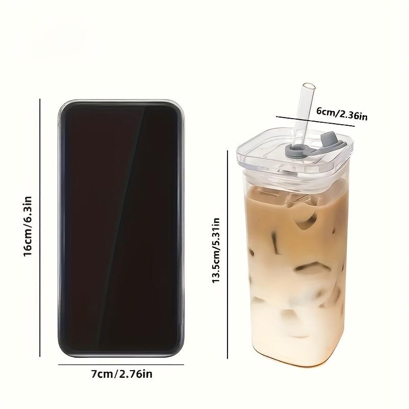 2/4/6 Counts Drinking Cup, High Borosilicate Thin Glass Rectangular Heat-resistant Glass Mug with Lid and Straw, Versatile for Hot Or Cold Beverages, Drinking Glasses