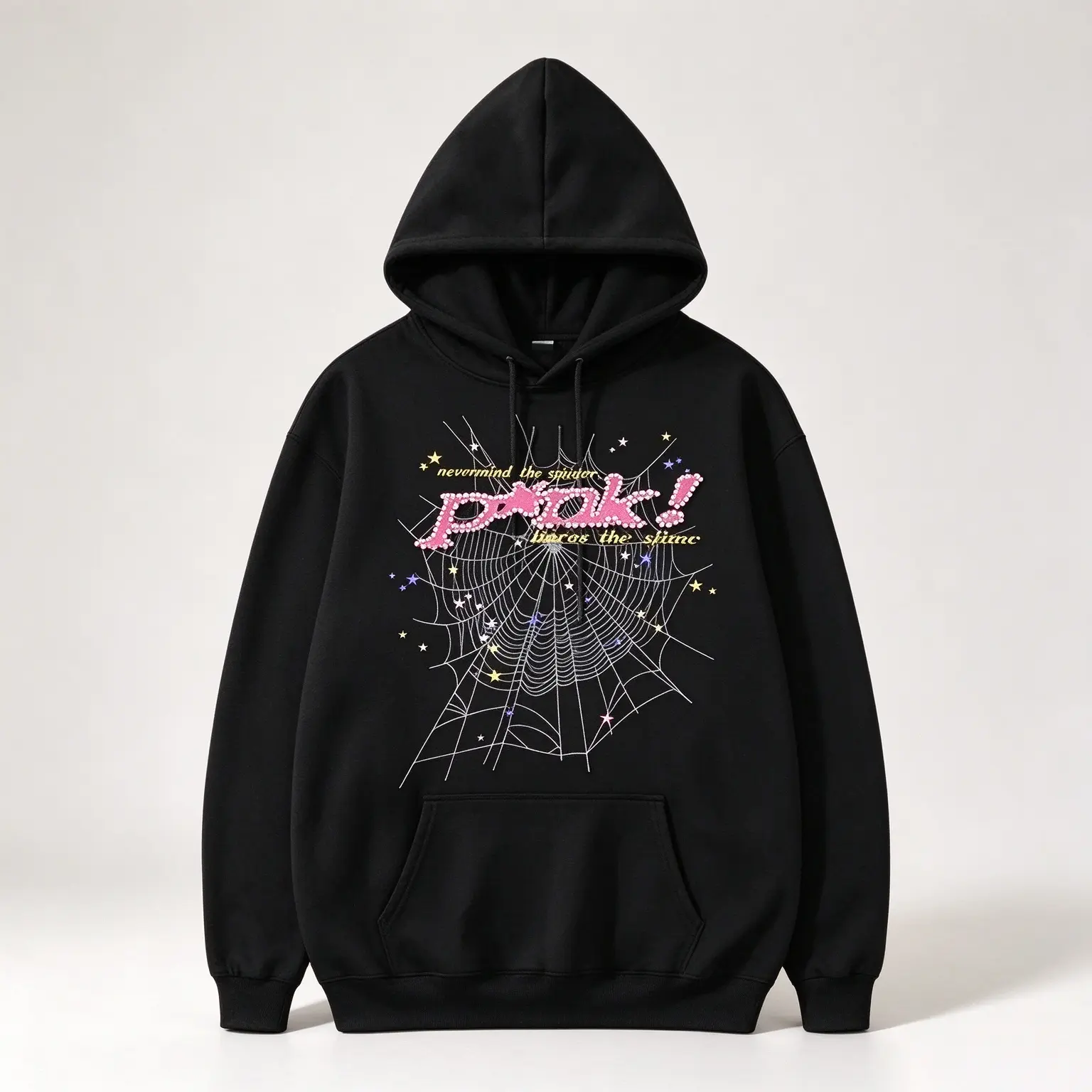 Retro Spider Web Graphic Hoodie - Front-Print Y2K Streetwear Clothing, Unisex Men's Hoodies, Guys Gifts, Trendy Sports Outerwear, Clothing for Gifting