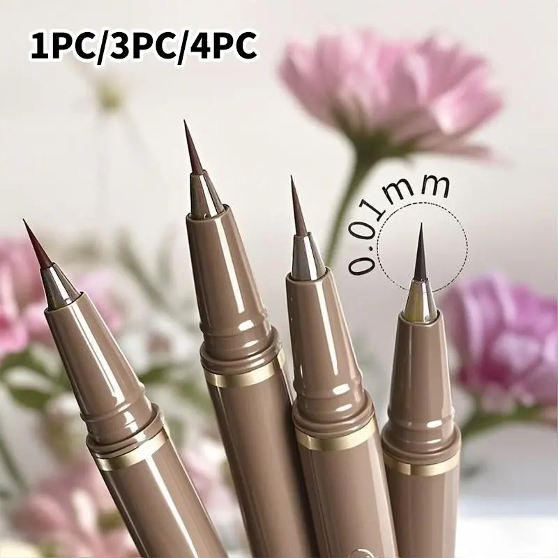 Ultra-Fine Tip Eyeliner Pen, Coffee Color, Rich Pigment, Waterproof Sweat-Resistant, Suitable for All Skin Types, Smudge-Proof, Precision Brow Brush