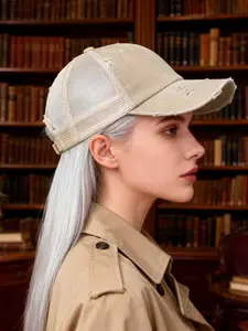 Baseball Cap with Hole Design, Mesh Backtail Exposed, Sun Protection, Casual Daily Wear, Outdoor Sports Accessory, Mesh Hat