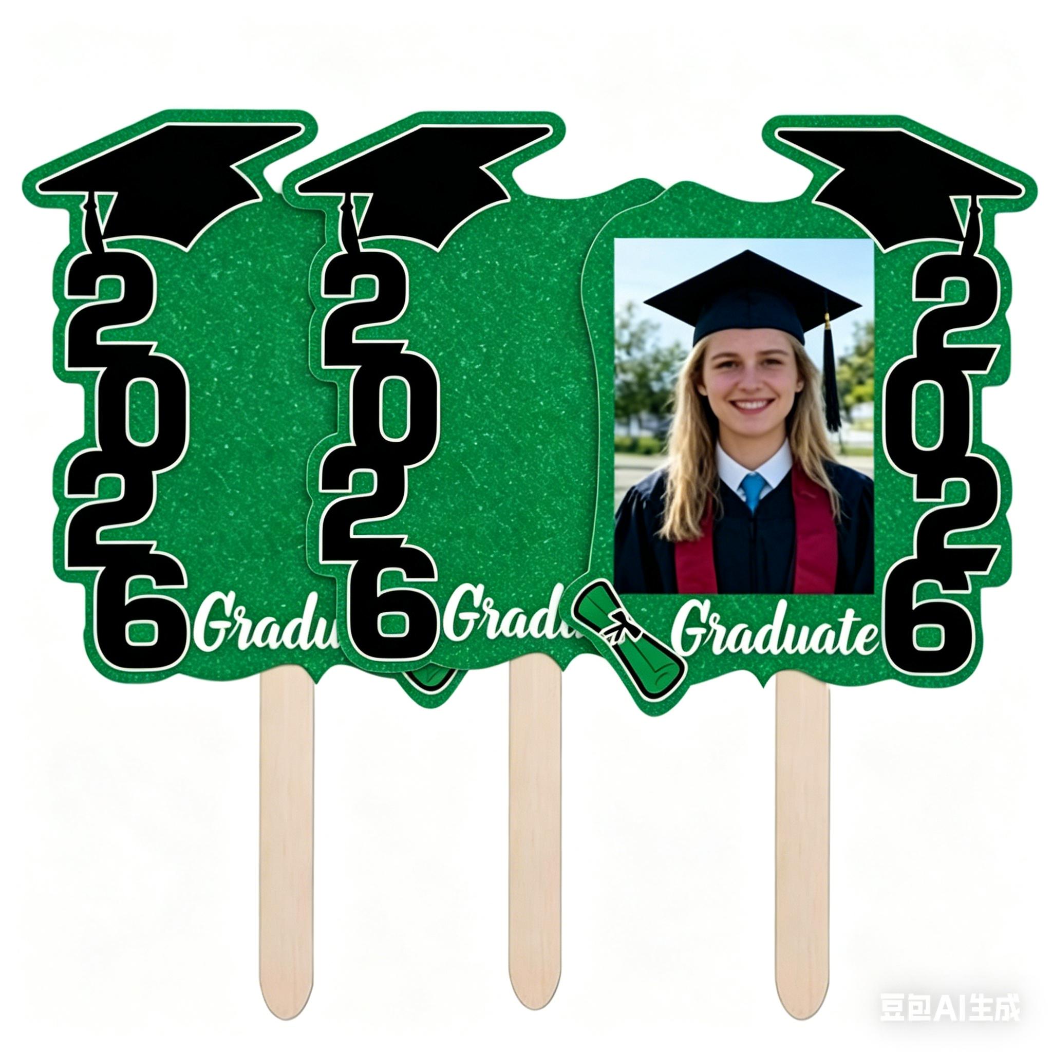 12 Pack Class of 2026 Graduation Fans with Handle Double Sided Grad Photo Props for Keepsake Gifts Graduation Party Supplies