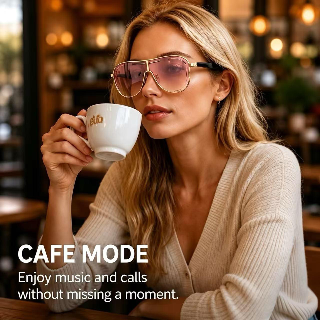 AI Bluetooth smart glasses, Multifunctional smart glasses, supporting translation of multiple language apps, in ear automatic detection switch, sun protection sunglasses, sweat proof, suitable for travel, navigation, meetings, business
