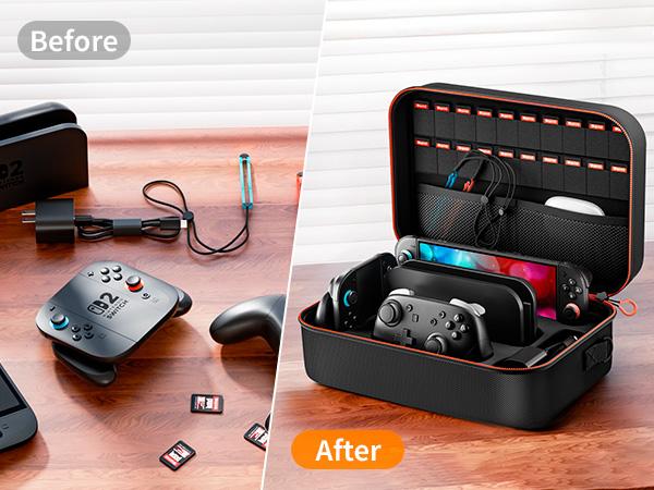 Switch 2 Case for Nintendo Switch 2(2025), Portable Hard Shell Full Protection Carrying Travel Case with 18 Game Cards Storage for Switch 2 Console Pro Controller Accessories Black