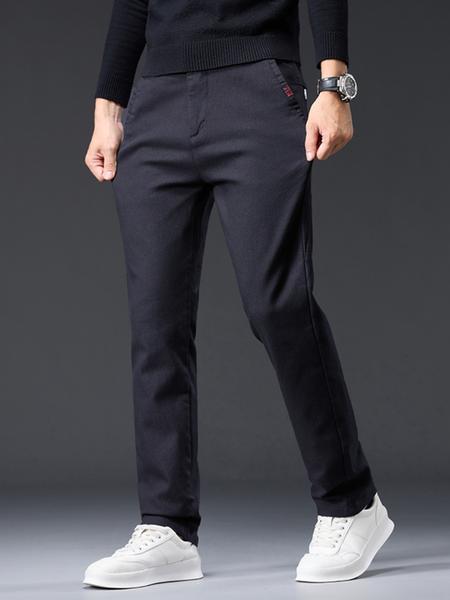 Men's Fleece Lined Denim Jeans, Thickened Outdoor Warm Straight Leg Jeans, Casual Fall Winter Long Trousers, Slim Fit Striped Design