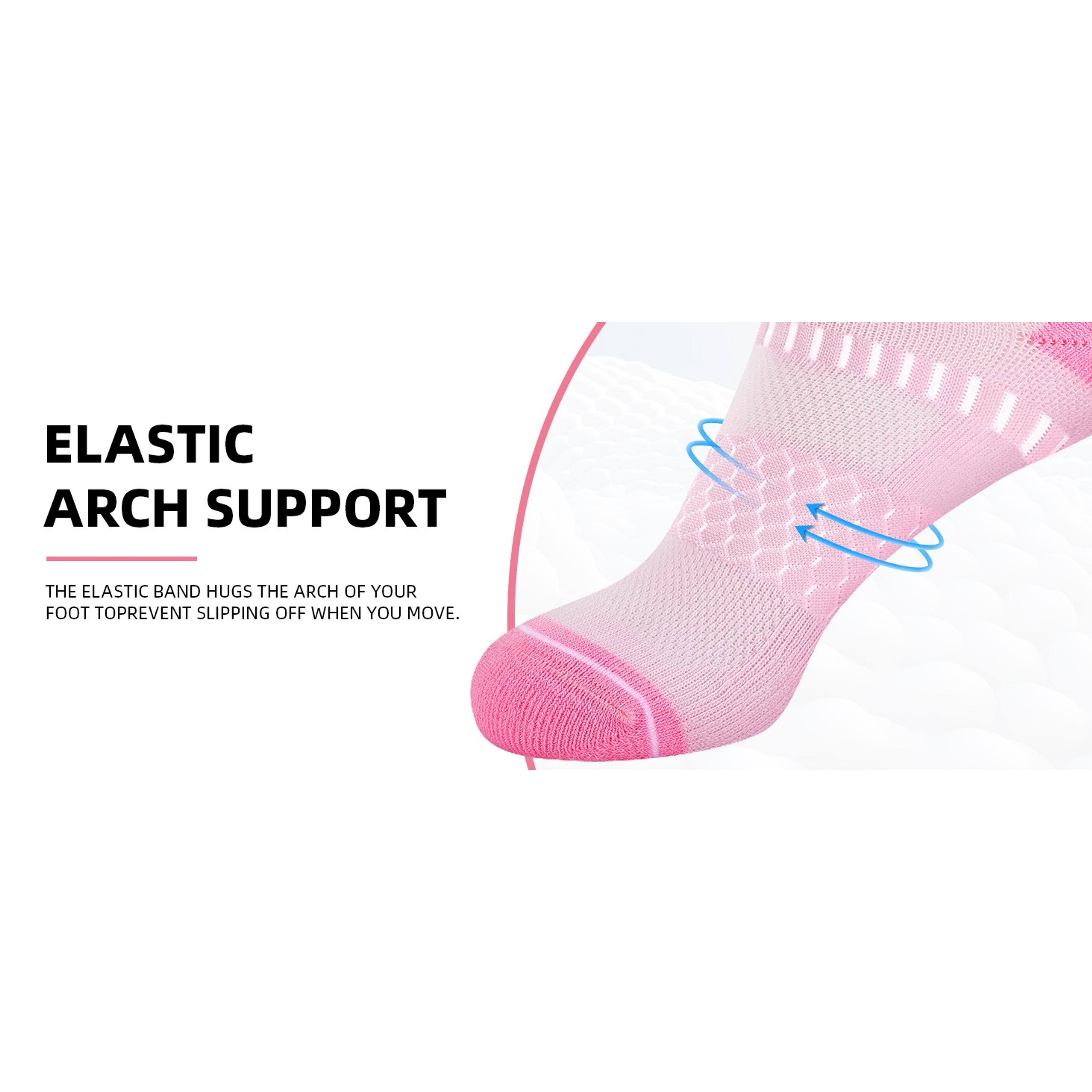 Light Compression Socks for Women Arch Support Athletic Cushioned Anti-Blister Comfort Running Ankle Socks 3/5 Pairs