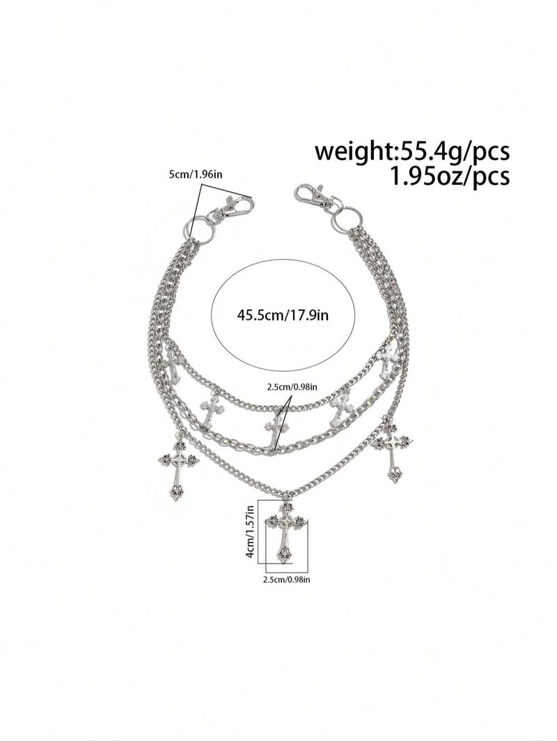 Men's Cross Layered Chain Belt, Adjustable Waist Chain, Punk Style Jeans Chain, Fashion Belt for Party, Daily Clothing Decor, Trendy All-match & Exquisite Belt for Birthday Gift