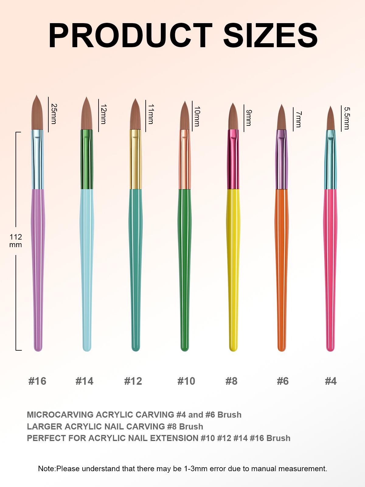 Aillsa Acrylic Nail Brush Set, 3/7pcs 3D Nail Carving Manicure Tool for Home & Salon Use, Acrylic Powder Brush Pen DIY Size 4/6/8/10/12/14/16 Nail Art Extension Helloween/Christmas Gift for Women Aillsa Acrylic Nail Brush Set, 3/7pcs 3D Nail Carving Manicure Tool for Home & Salon Use, Acrylic Powder Brush Pen DIY Size 4/6/8/10/12/14/16 Nail Art Extension Helloween/Christmas Gift for Women