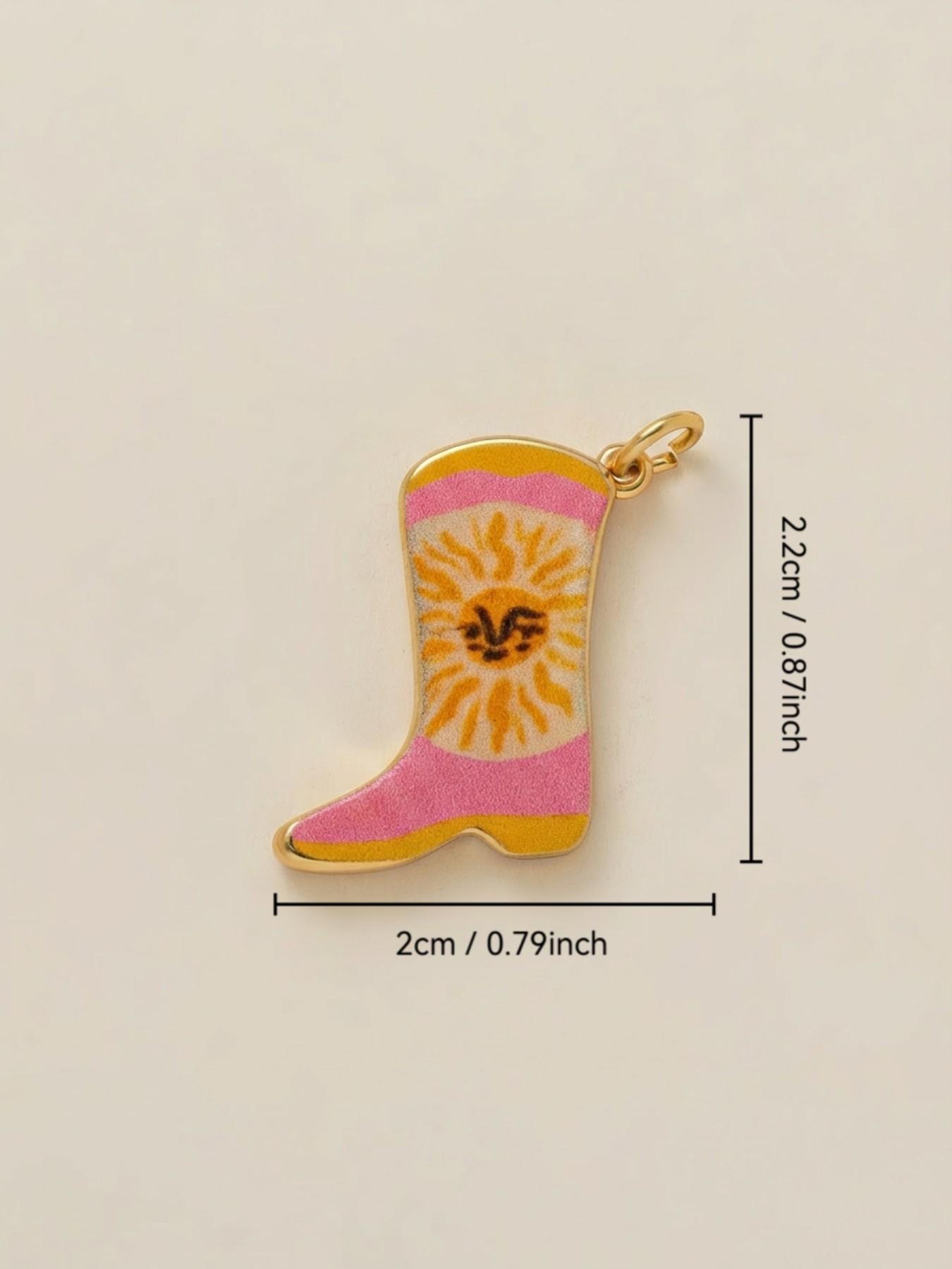 1PC fashionable commuting bohemian style pendant, painted enamel, flower boots, heart-shaped eyes, bottle, boot series pendant, copper plated 18K gold, suitable for DIY fashion accessories such as keychains, bags, and jewelry