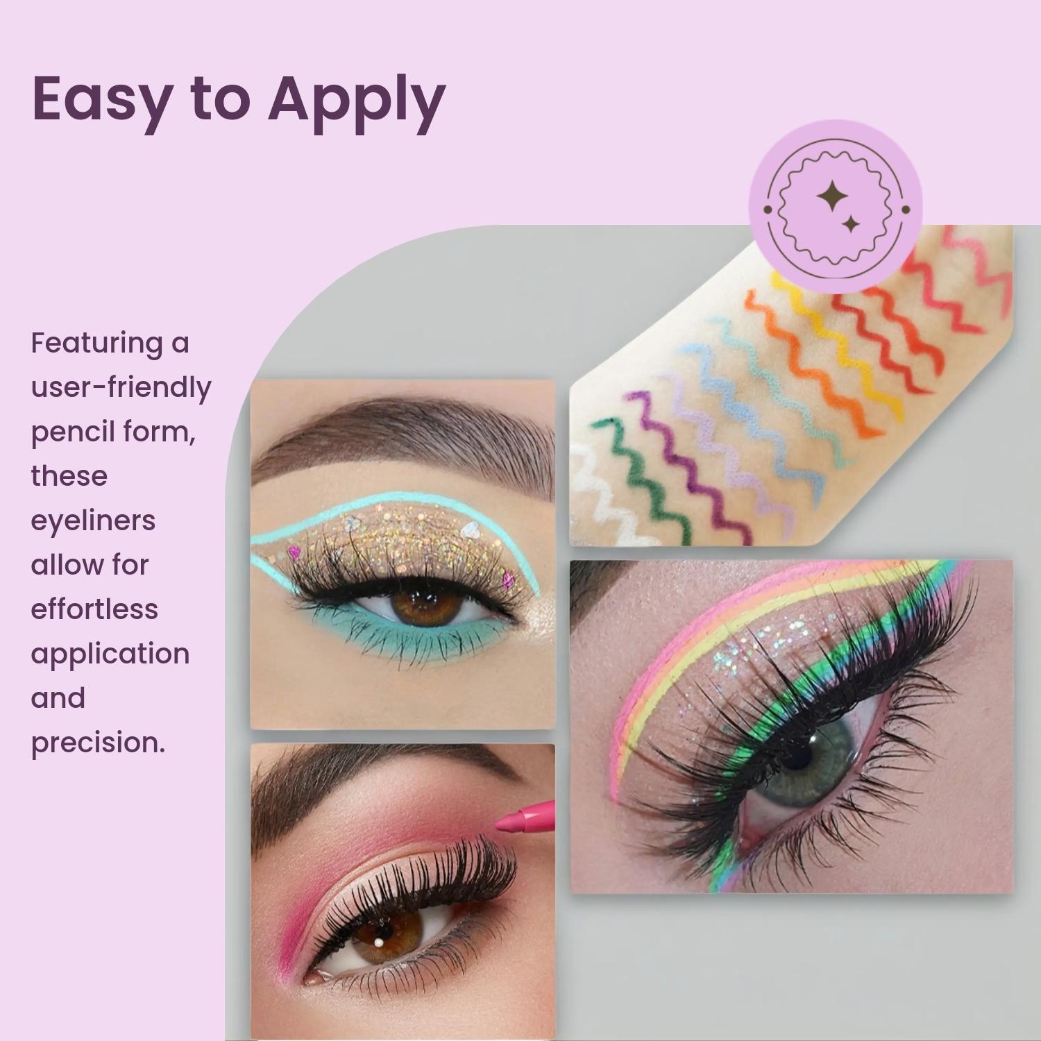 20 Color Eyeliner Pencil Set Quick-Dry Waterproof Long-Lasting Smudgeproof Creme Gel Liner Eye Liner Gel Pen 20 Pieces, Makeup Essential