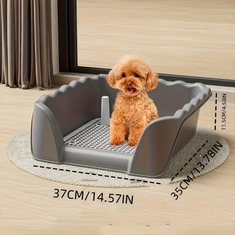 Adjustable Height Splash-Proof Dog Toilet with Wave Fence and 3-Sided Design, Durable Easy-Clean Pet Bowl for Indoor/outdoor Use