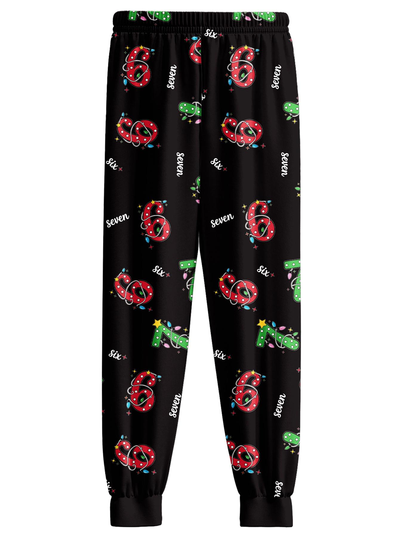 #67 Funny Kids Sleepwear Set Pajamas Christmas, Six Seven  Theme Fashion Print, Comfortable Soft Fabric, Holiday Gift Essential, Cartoon Print Pajama
