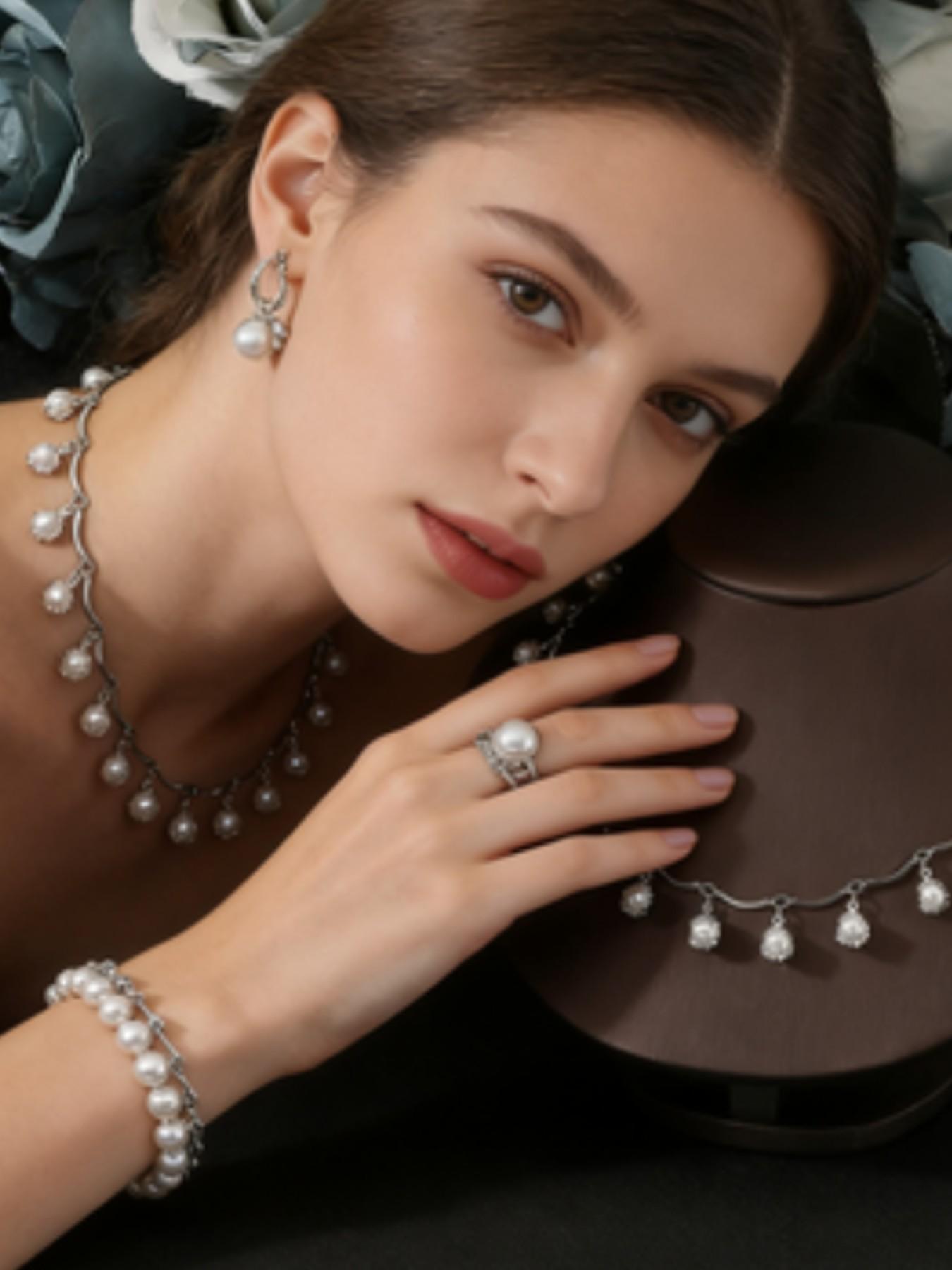 3 Piece Pearl Zircon Wave Necklace Set, Elegant Ladies' Delicate Collar Chain, Wedding Party Jewelry, Birthday Gift