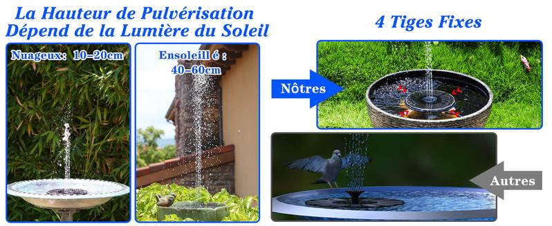 AISITIN 2.2W Solar Bird Bath Fountain Pump, Solar Fountain Pump for Bird Bath with 4 Nozzles, 6.7" Solar Powered Water Fountain Pump for Garden, Ponds, Pool, Fish Tank, Aquarium and Outdoor