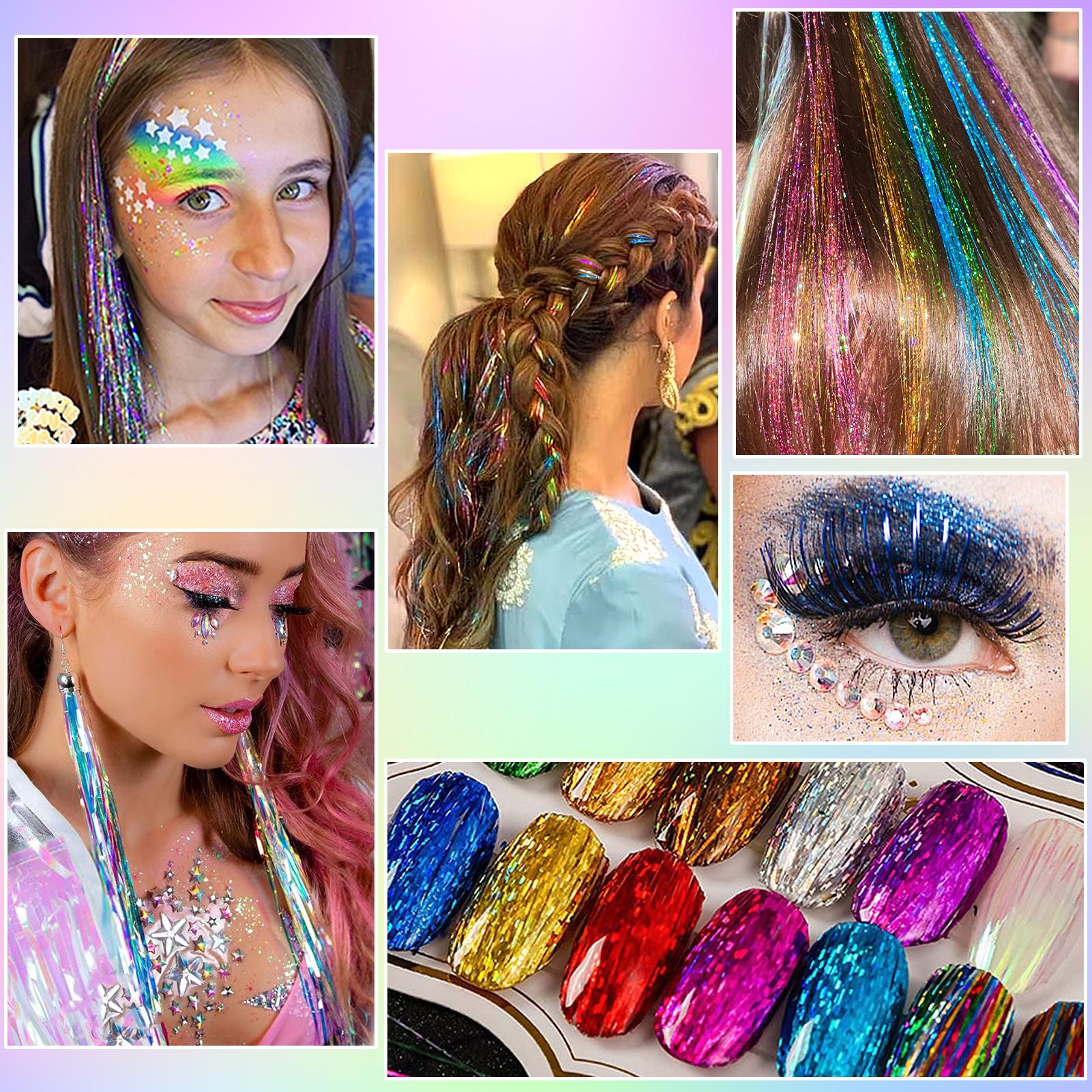 Hair Tinsel, 22-Color Hair Tinsel Kit for Girls 6600 Strands Fairy Tinsel Hair Extensions Holographic Hair Tinsel Heat Resistant Vibrant Colored Hair Glitter for Christmas Party Festival Hair Tinsel, 22-Color Hair Tinsel Kit for Girls 6600 Strands Fairy Tinsel Hair Extensions Holographic Hair Tinsel Heat Resistant Vibrant Colored Hair Glitter for Christmas Party Festival