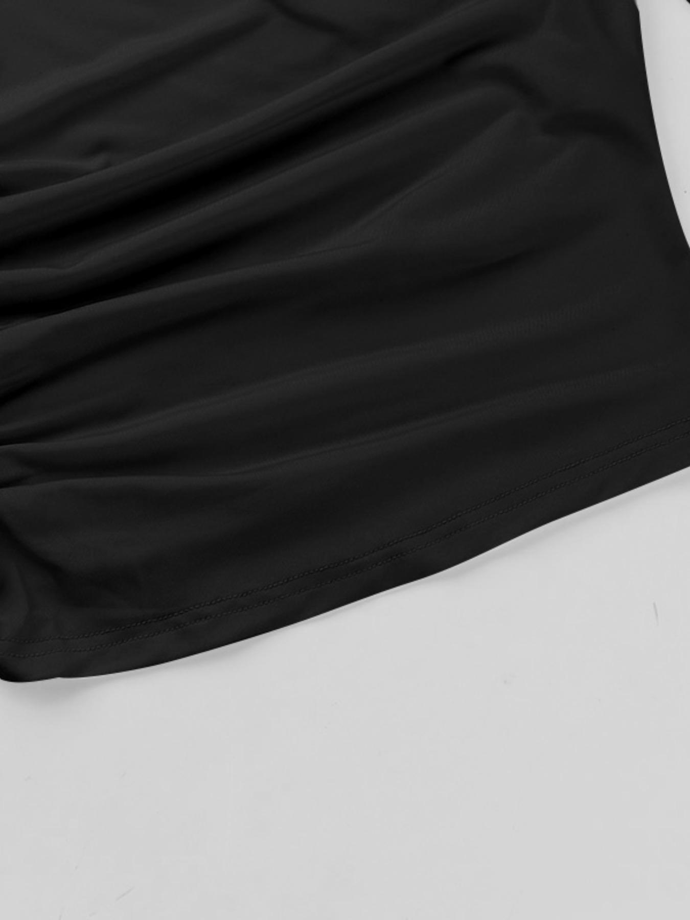 Women's Asymmetrical Neck Long Sleeve Top, Slim Fit Casual Blouse, Elegant Fashion Shirt for Daily Wear, Ladies' Stylish Clothing