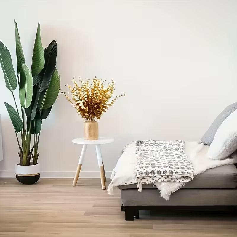 26 Gold Eucalyptus Branches, Artificial Leaves, 38cm Long, Perfect for Christmas and Valentine's Day Decor, Home Vase and Wedding Props, Plastic Material