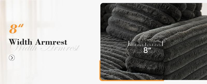 (2 Packages)APICIZON 53"Oversized Chaise Lounge Chair,Fluffy Cozy Sleep Couch with 4 Pillows,Modern ‌Full Size Sofa for Bed Room/Living Room for Rest