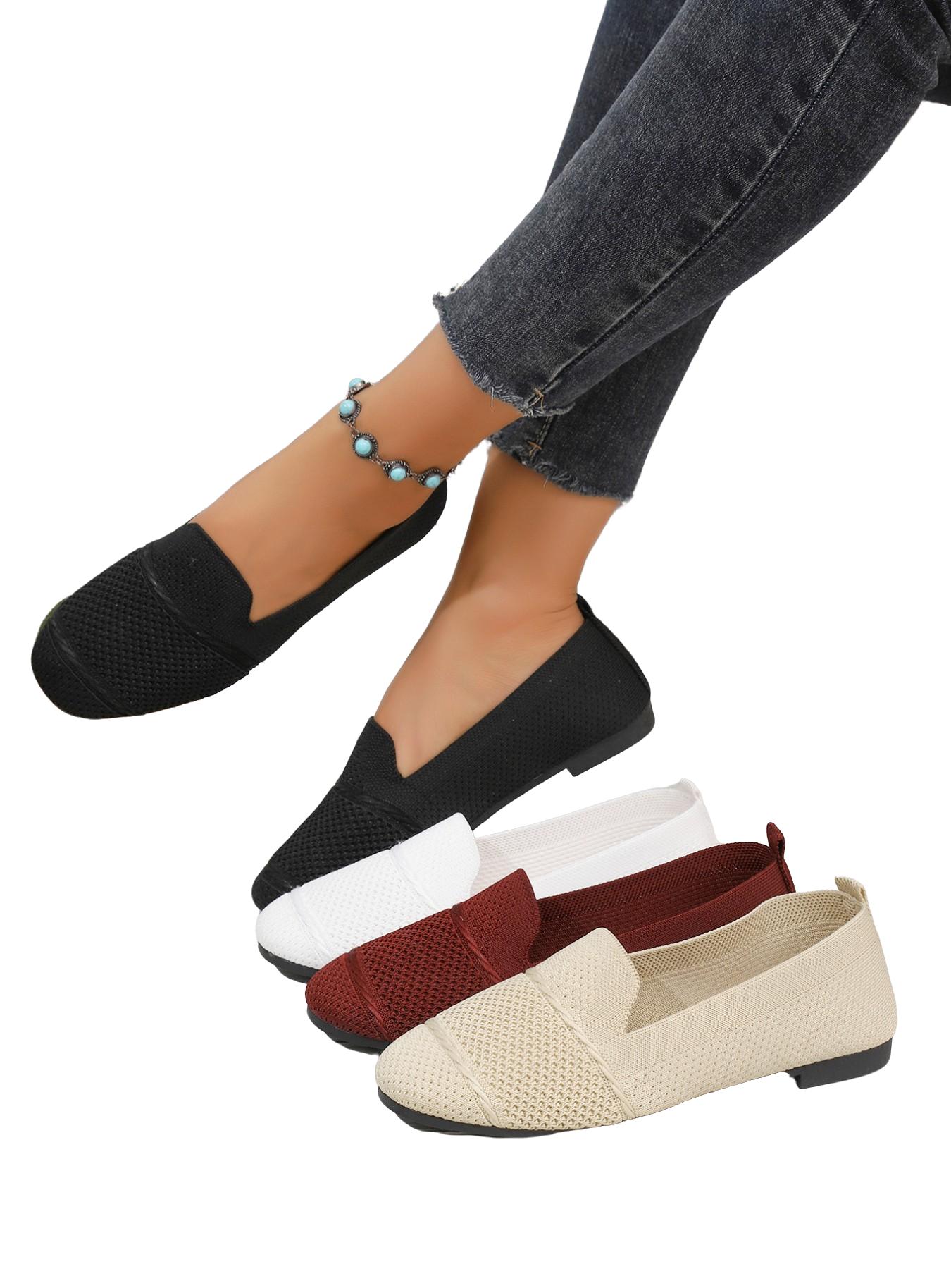 Large Size Summer Women's Mesh Breathable Soft Sole Slip-On Flat Shoes, Comfortable Daily Commute Work Walking Mom Shoes