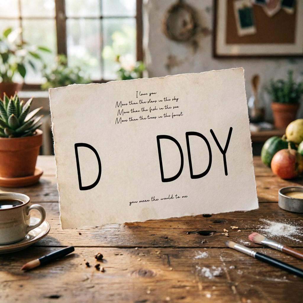 Father's Day DIY Handprint Art Set, Creative 'daddy' Letter Card, Handprint Replaces Letter A, Heartfelt Poem Included, Family Craft Gift