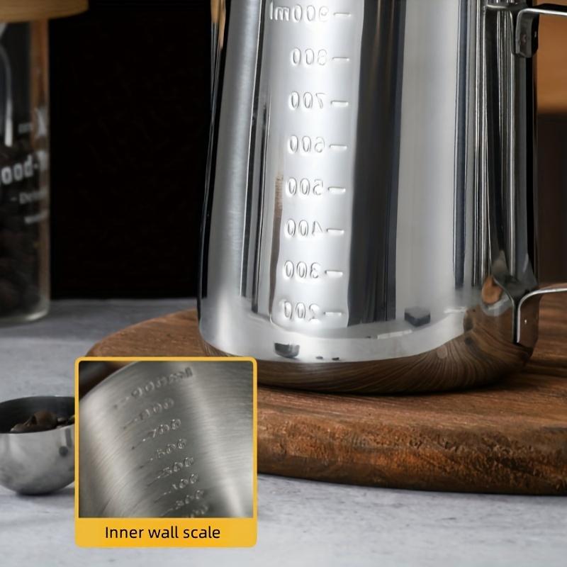 Stainless Steel Measuring Milk Frother with Volume Markings Perfect for Latte Art Coffee Decoration Home & Commercial Use