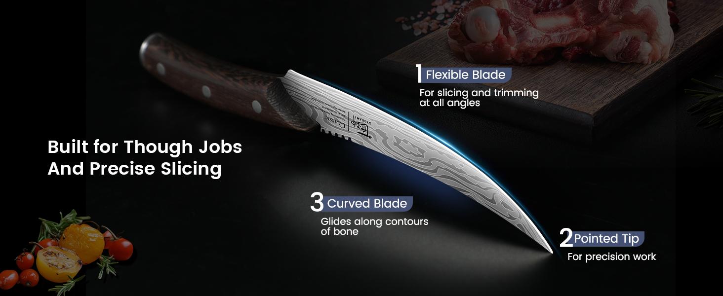 【TikTokShopSpringGlowUp】 SYOKAMI Boning Knife for Meat Cutting, 6.5 Inch Fish Fillet Knife with Wood Handle, High Carbon Razor Sharp Curved Blade Deboning Knife with Exquisite Box Ideal for Thanksgiving, Christmas Mother's Day Gift 【TikTokShopSpringGlowUp】 SYOKAMI Boning Knife for Meat Cutting, 6.5 Inch Fish Fillet Knife with Wood Handle, High Carbon Razor Sharp Curved Blade Deboning Knife with Exquisite Box Ideal for Thanksgiving, Christmas Mother's Day Gift