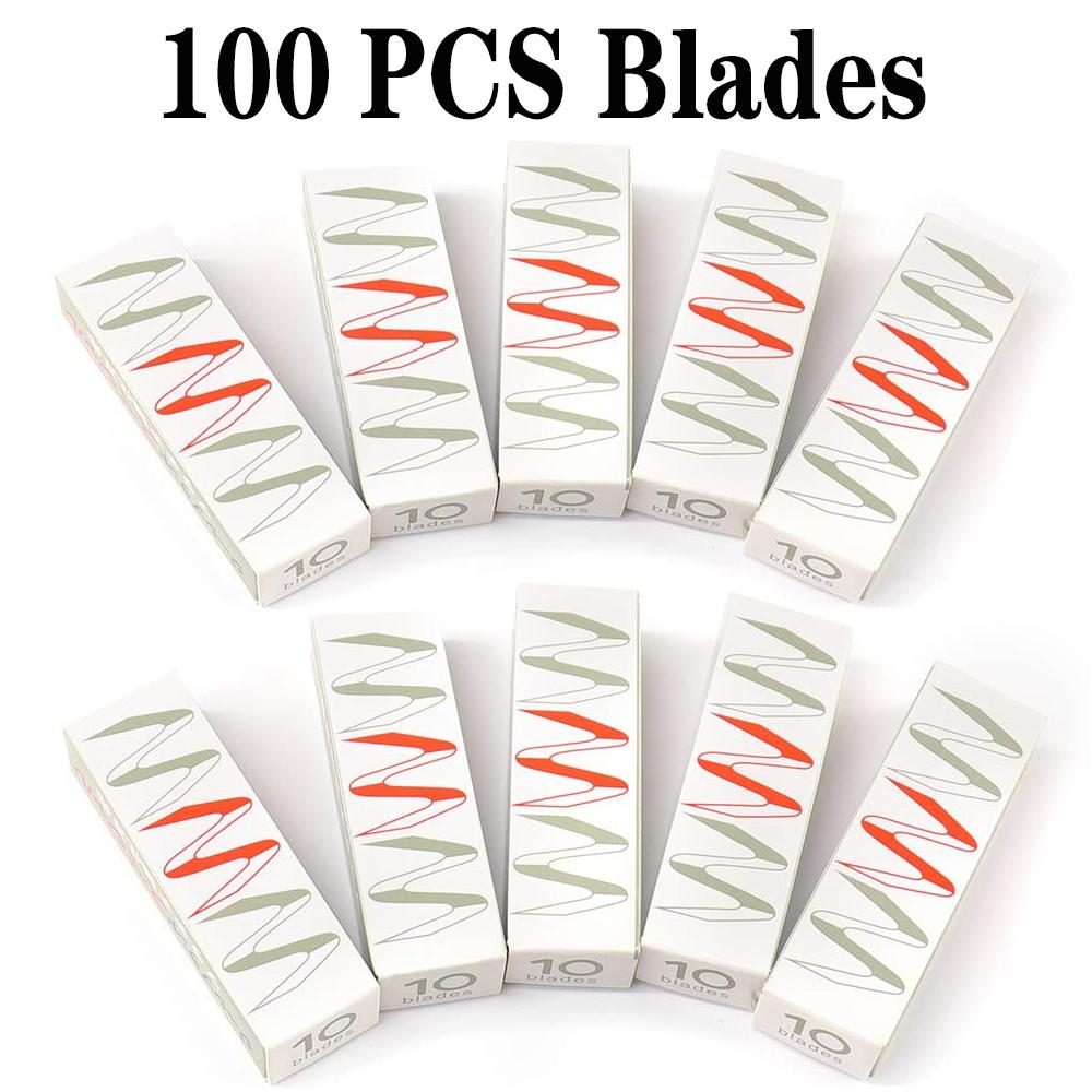 100 pcs Eyebrow Trimmer Hair Remover Stainless Steel Women Razor For Eyebrows Face Shaver Hair Removal Knife Makeup Tools Cosmetic Tools