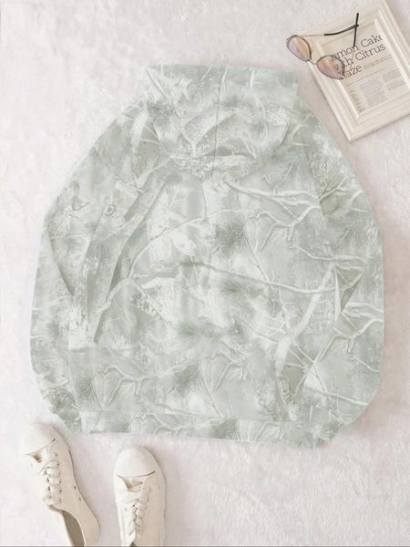 Women's Fall Winter Hooded Sweatshirt, Loose-Fit Sporty Style, Full Body Print Design, Suitable for Outdoor Activities & Casual Wear