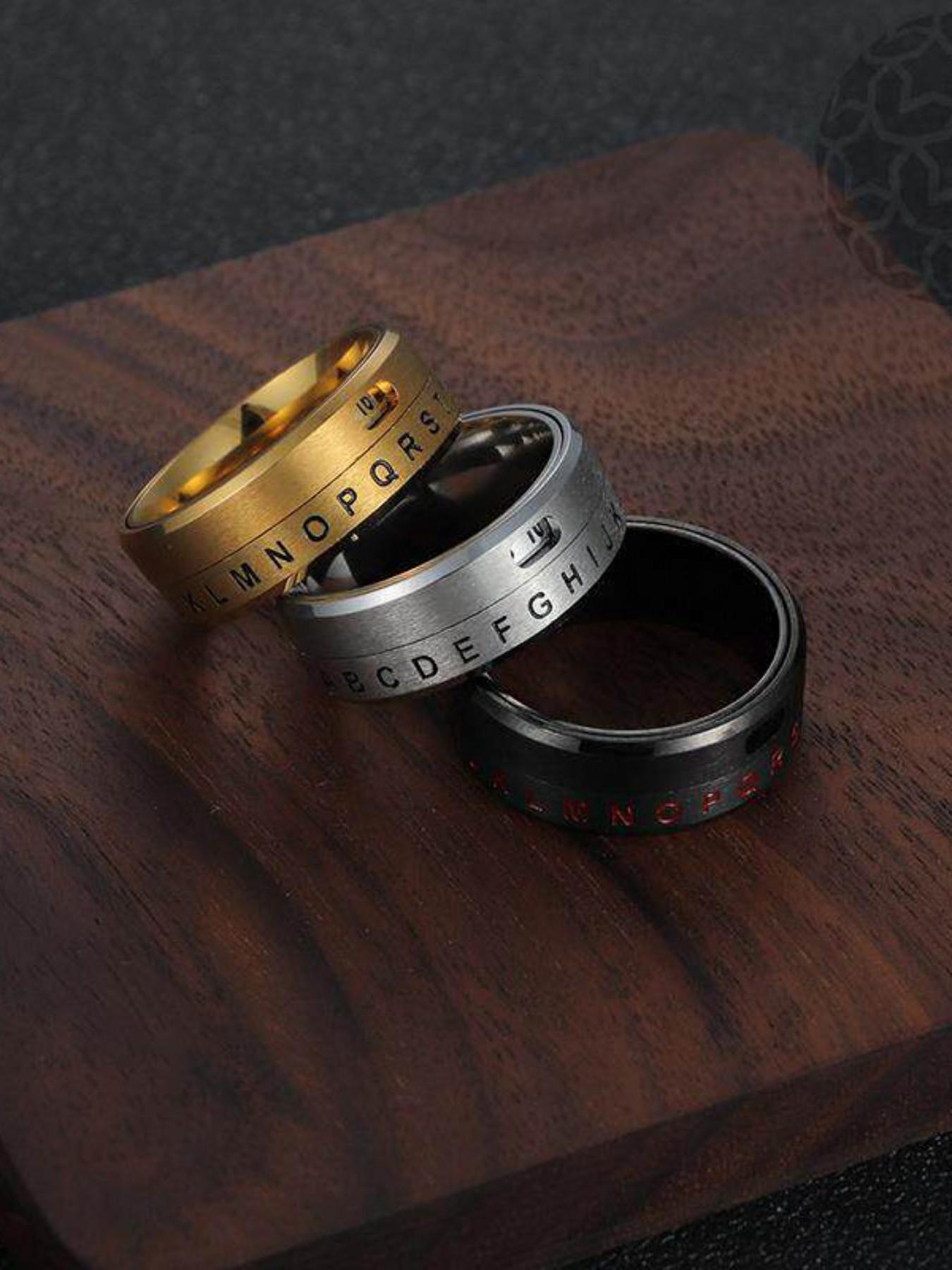 Project Mc2 Secret Decoder Ring Series, Letter Number Rotating Encoder Design, Creative Unisex Ring for Men and Women
