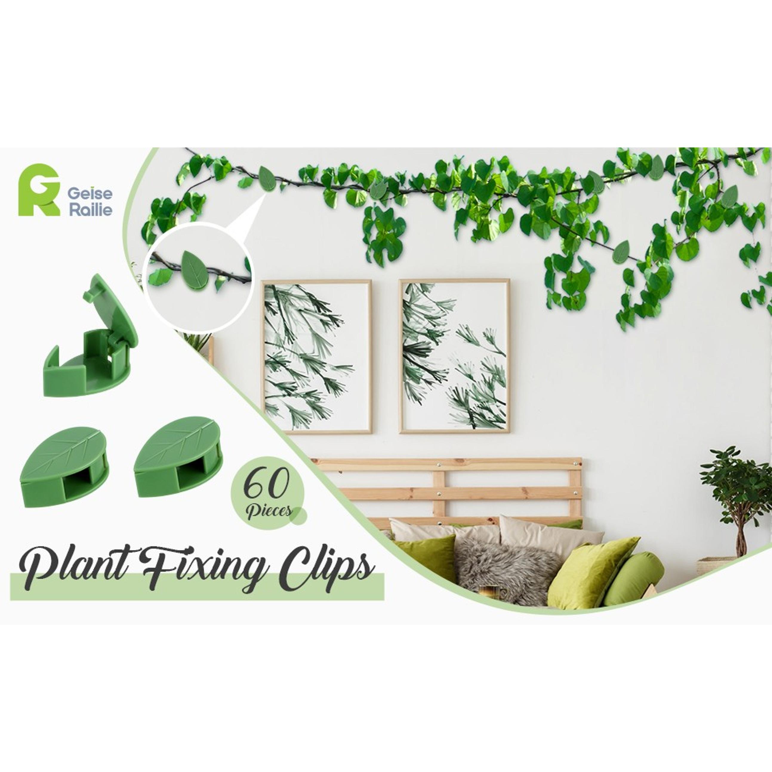 60 Pieces Plant Climbing Wall Fixture Clips with 72 Pieces Acrylic Adhesive Sticker Leaf Fixer Invisible Wall Vines Fixing Clips Hook Plant Vine Traction for Indoor Outdoor Decoration