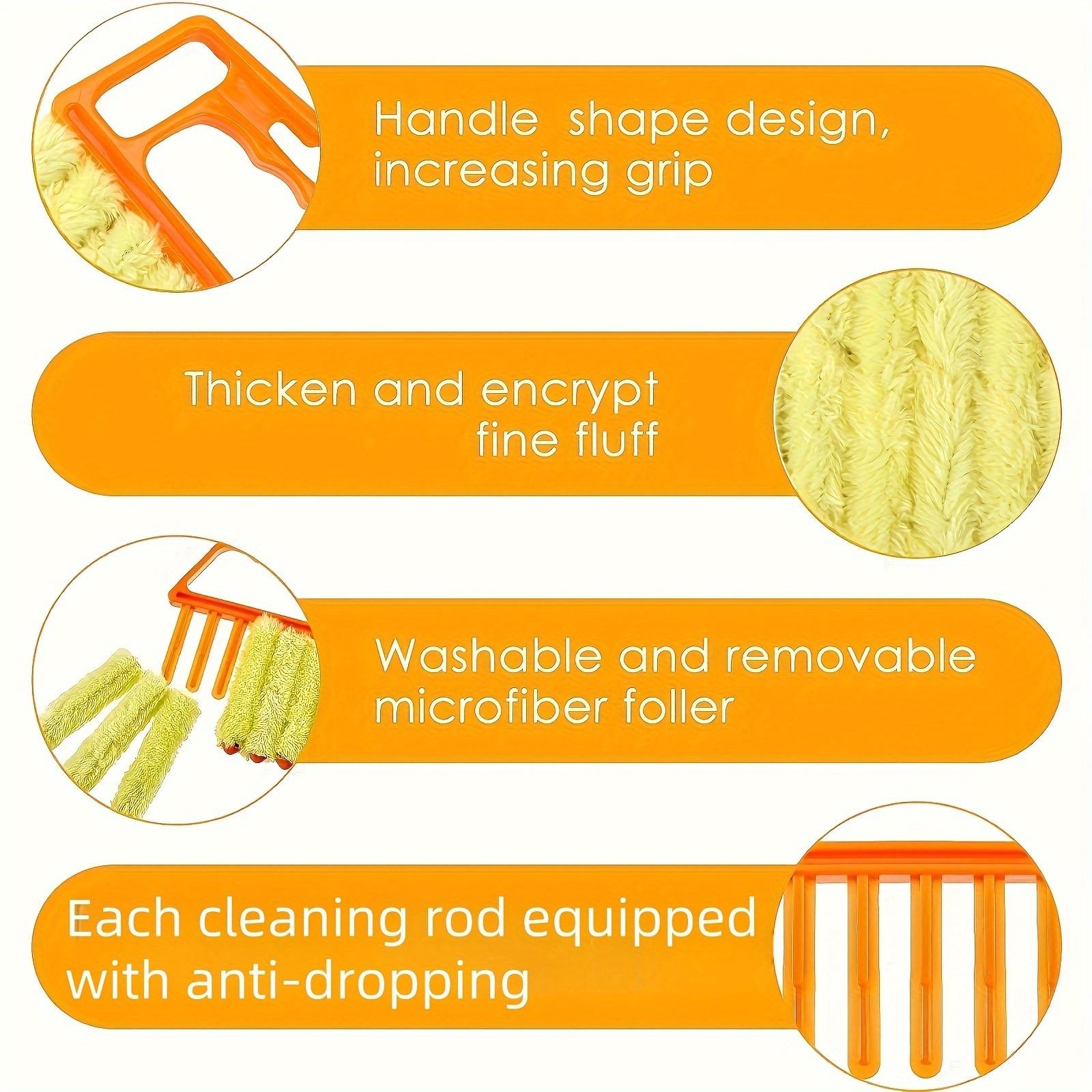 1pc Washable Microfiber Window Blind Cleaner Duster Tool - Handheld Shutter Brush for Fast Dust Removal - Air Conditioner Fin Cleaner & Vent Brush - Home Cleaning Supplies for Window Slats & Shutters