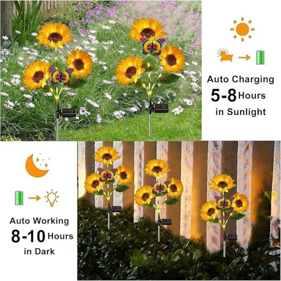 VITYAZI 2/4/8pcs Solar LED Sunflower Garden Lights Realistic Night Glow for Yard Lawn Patio Porch Decoration Waterproof IP65 Energy Efficient Outdoor Lighting Durable Plastic Flowers Upgraded Solar Panels  VITYAZI
