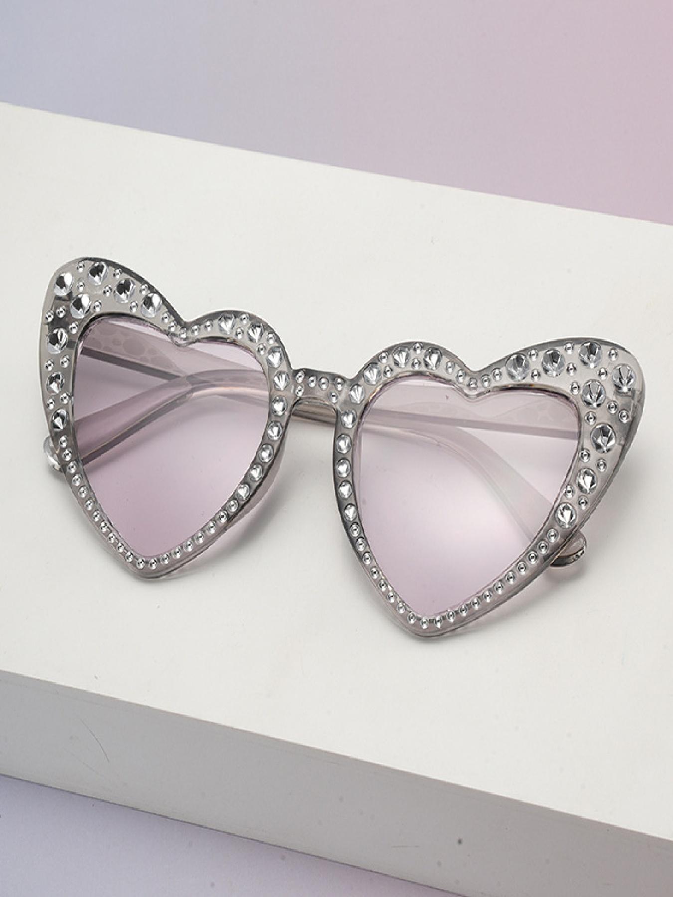 Women's Fashion Heart-Shaped Full Frame Glasses, Lightweight Luxury Style with Faux Pearls Design, Trendy Decorative Eyewear