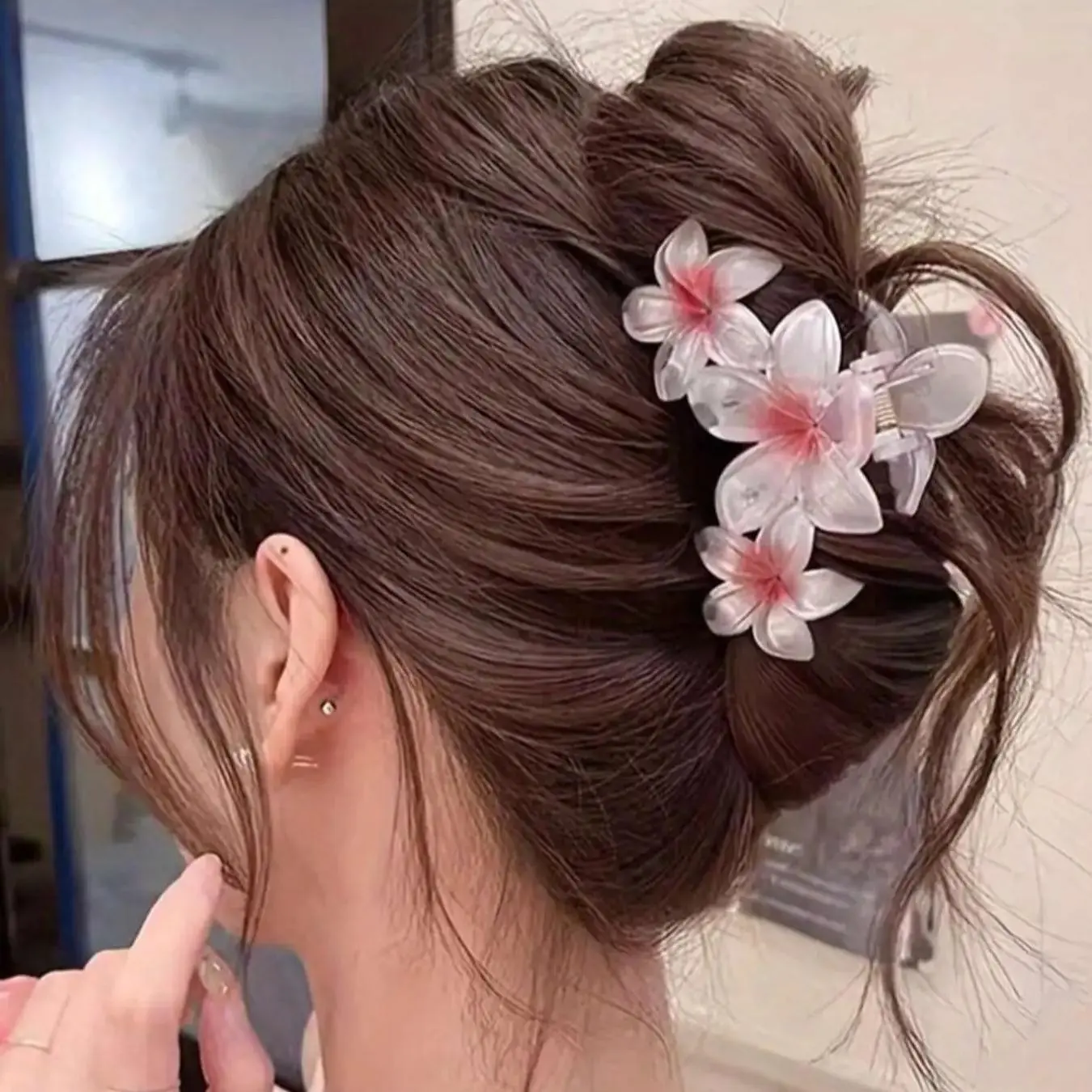 Elegant Floral Hair Clip, Transparent Cute Claw Clip, Beach Hairstyle Accessory, Fashion Styling Accessories, Women's Hair Decor, Super Cute Clips, Flower Hair Clip