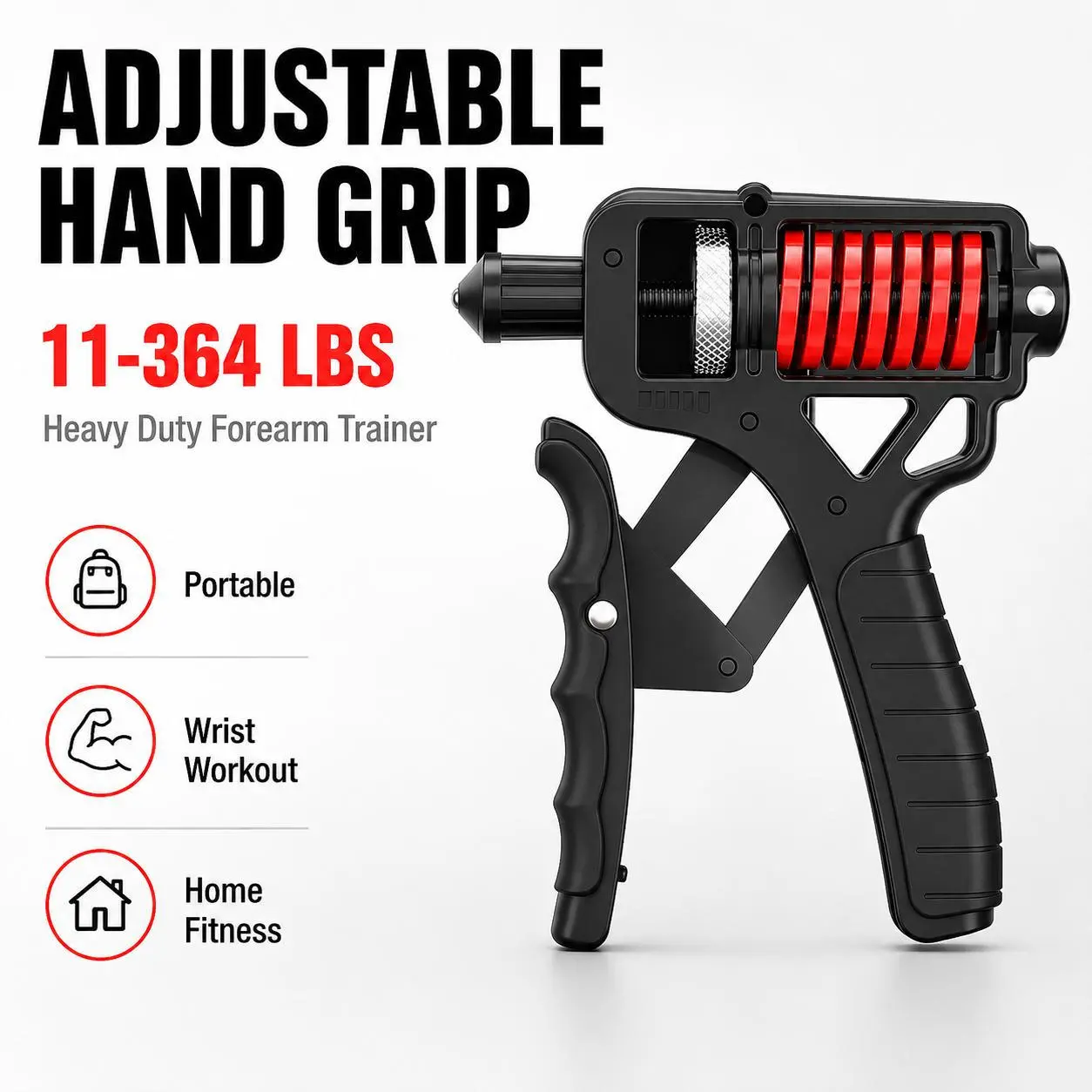 Heavy Duty Hand Grip Strengthener with 11-364 lbs Resistance Range, Adjustable Finger Exerciser and Forearm Trainer, Pocket Size Workout Gear for Athletes, Fitness and Rehabilitation